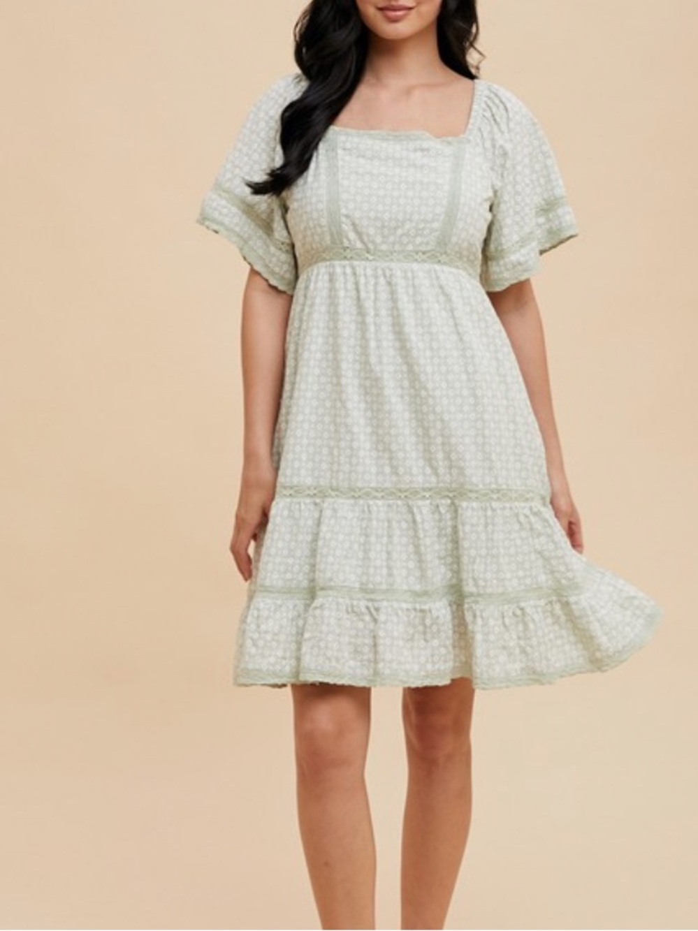 FLORAL SQUARE NECK MINI DRESS